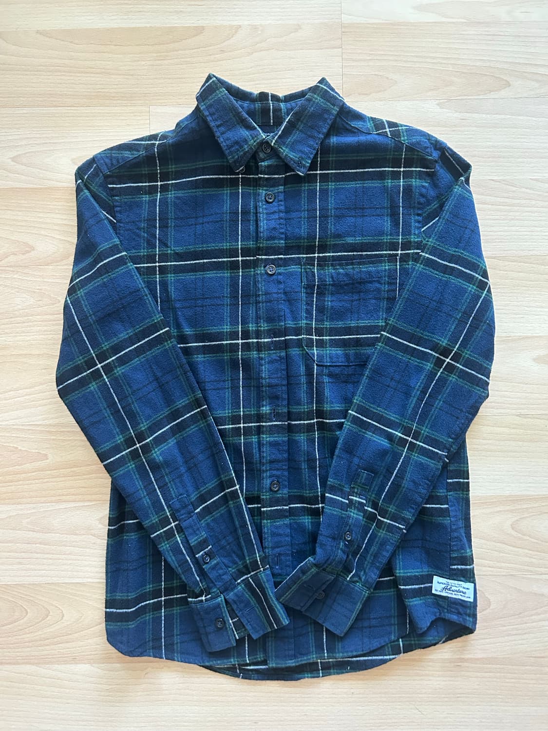 빈티지 네이비 체크셔츠 남방 상품이미지1