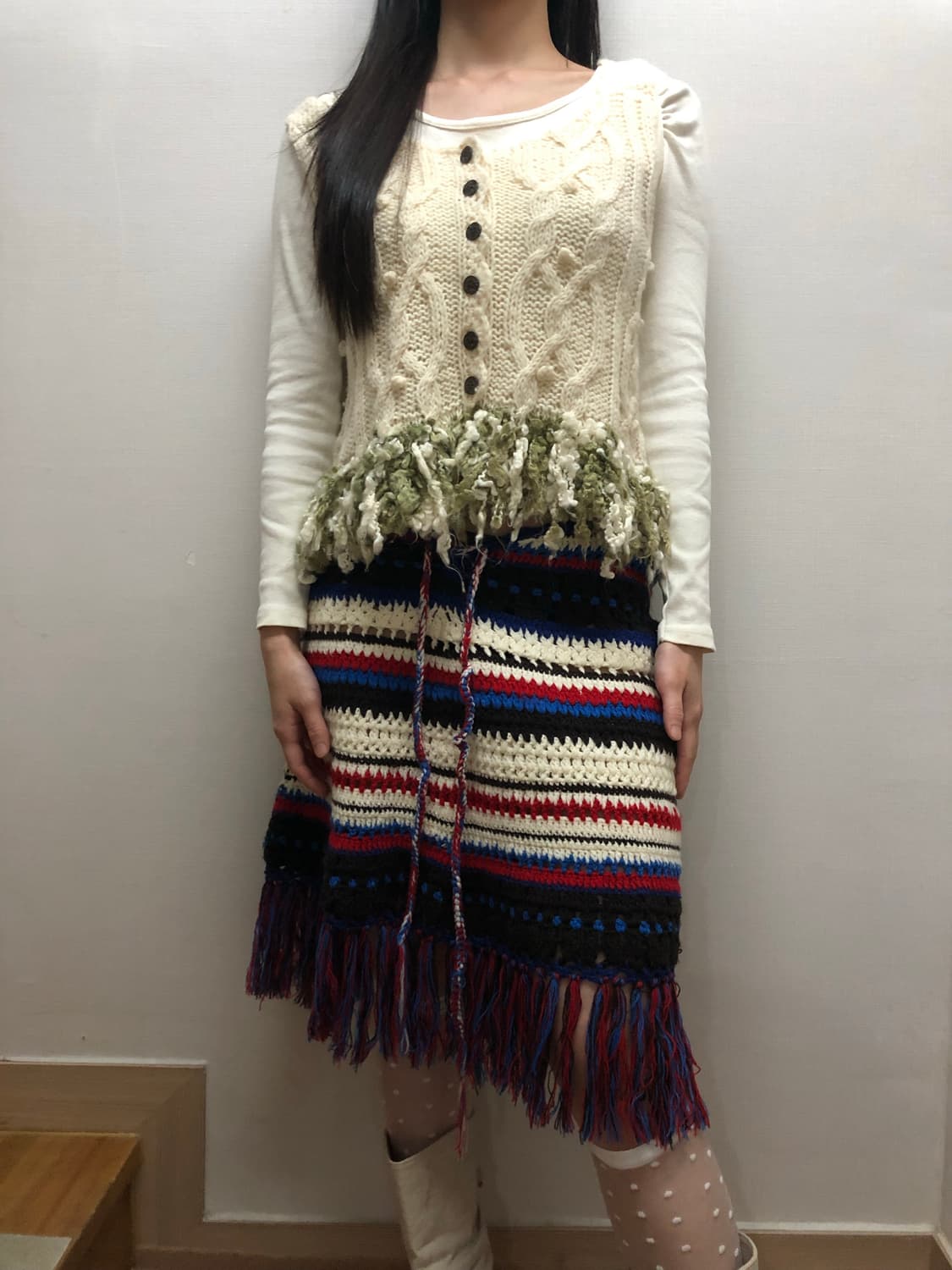 빈티지 아이보리 퍼 태슬 베스트 상품이미지3