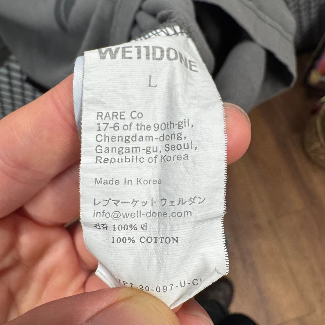 웰던 WE11DONE 롱슬리브 전면 레터링 로고 포인트 차콜 상품이미지8