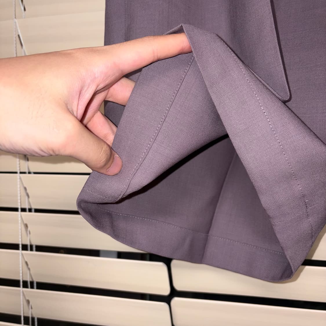 와코마리아 도멜 DORMEUIL 울 플리티트 쇼츠 반바지 퍼플 L 상품이미지6