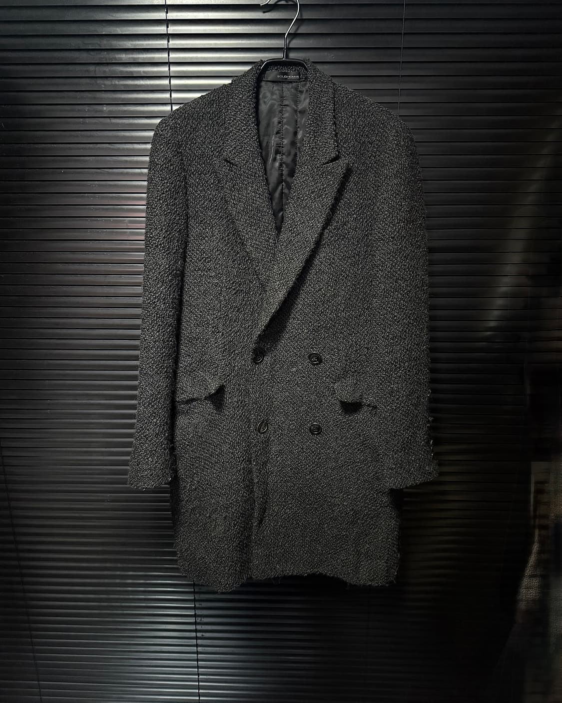 솔리드옴므 우영미 울 혼방 트위드 더블 코트 차콜 블랙 검정 48 100 상품이미지2