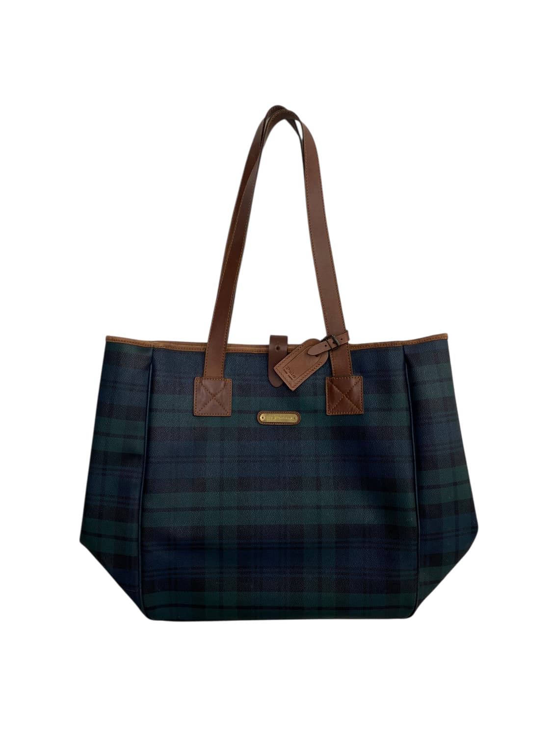 폴로 랄프로렌 90s 그린체크 쇼퍼백 상품이미지1