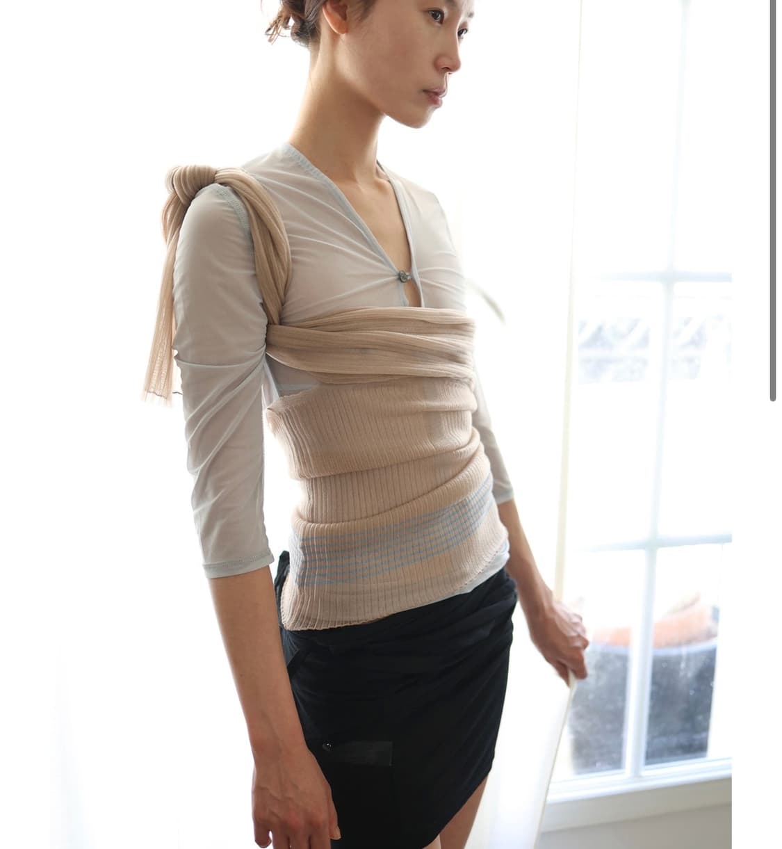 울리카상투스 nape mesh top light grey 상품이미지3