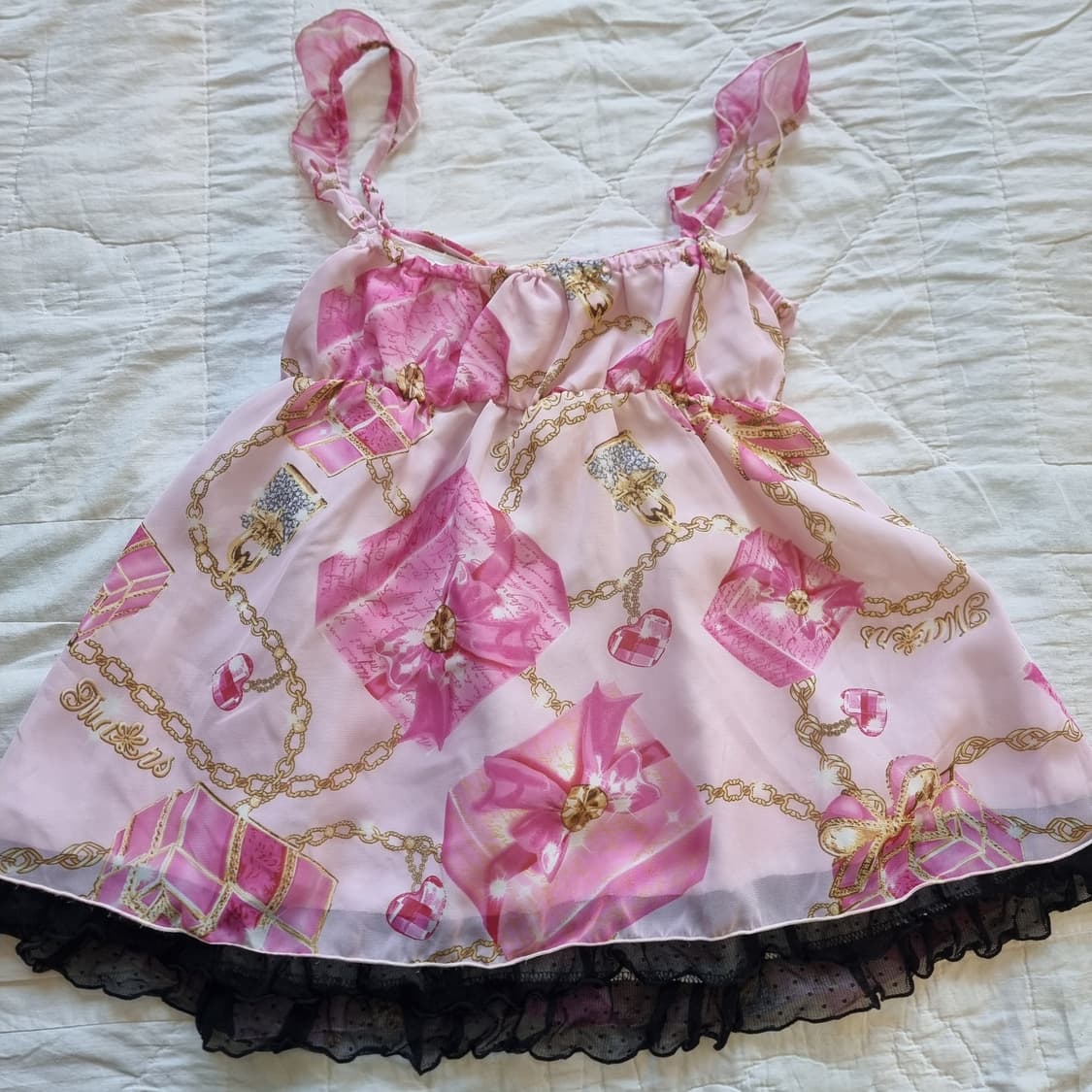 MARS 마즈 핑크 쥬얼리 박스 리본 튜닉 + 프릴 스커트 세트 상품이미지4