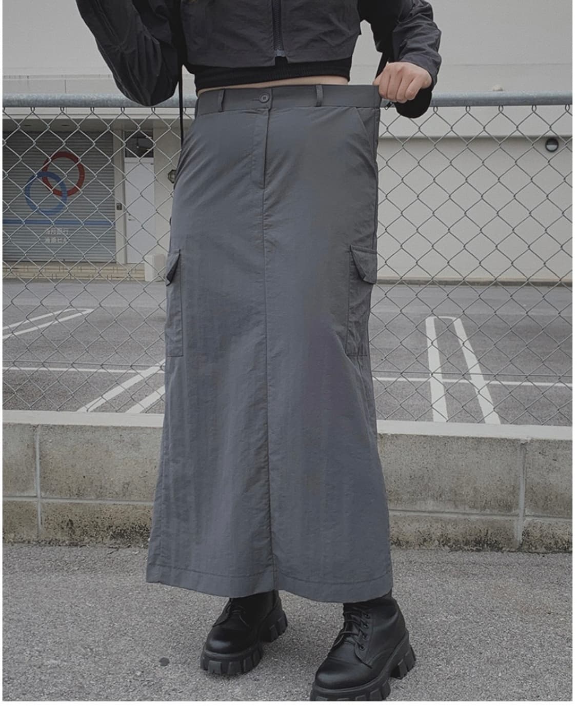 하비언니 made 유니크 나일론 카고 포켓 롱스커트 상품이미지2