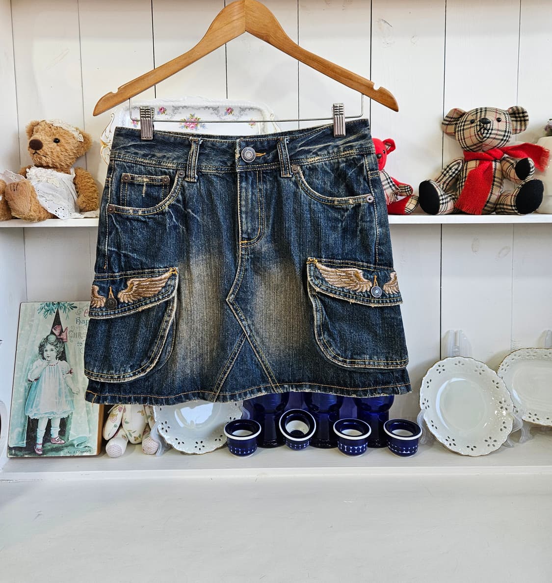 빈티지 워싱 데님 카고 스커트 상품이미지1