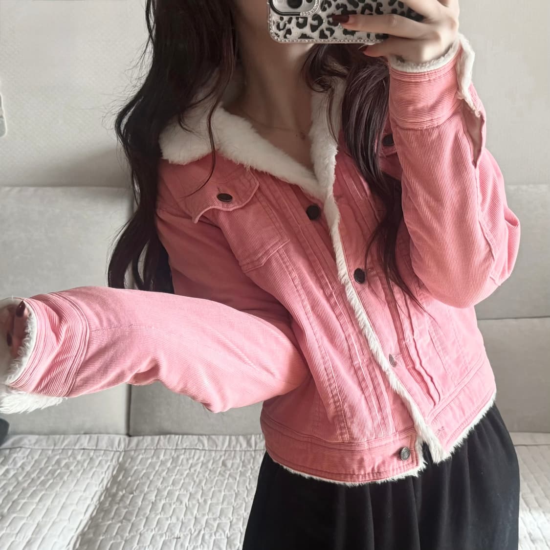 아베크롬비 딸기우유 코듀로이 무스탕 퍼 자켓 +아디 미시엘리엇 합배 상품이미지1