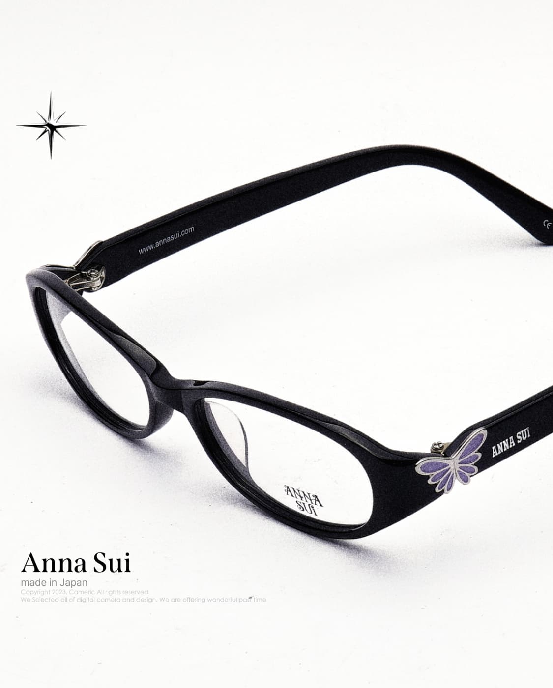 (made in Japan)Anna Sui🦋나비 블랙뿔테 빈티지안경 상품이미지1