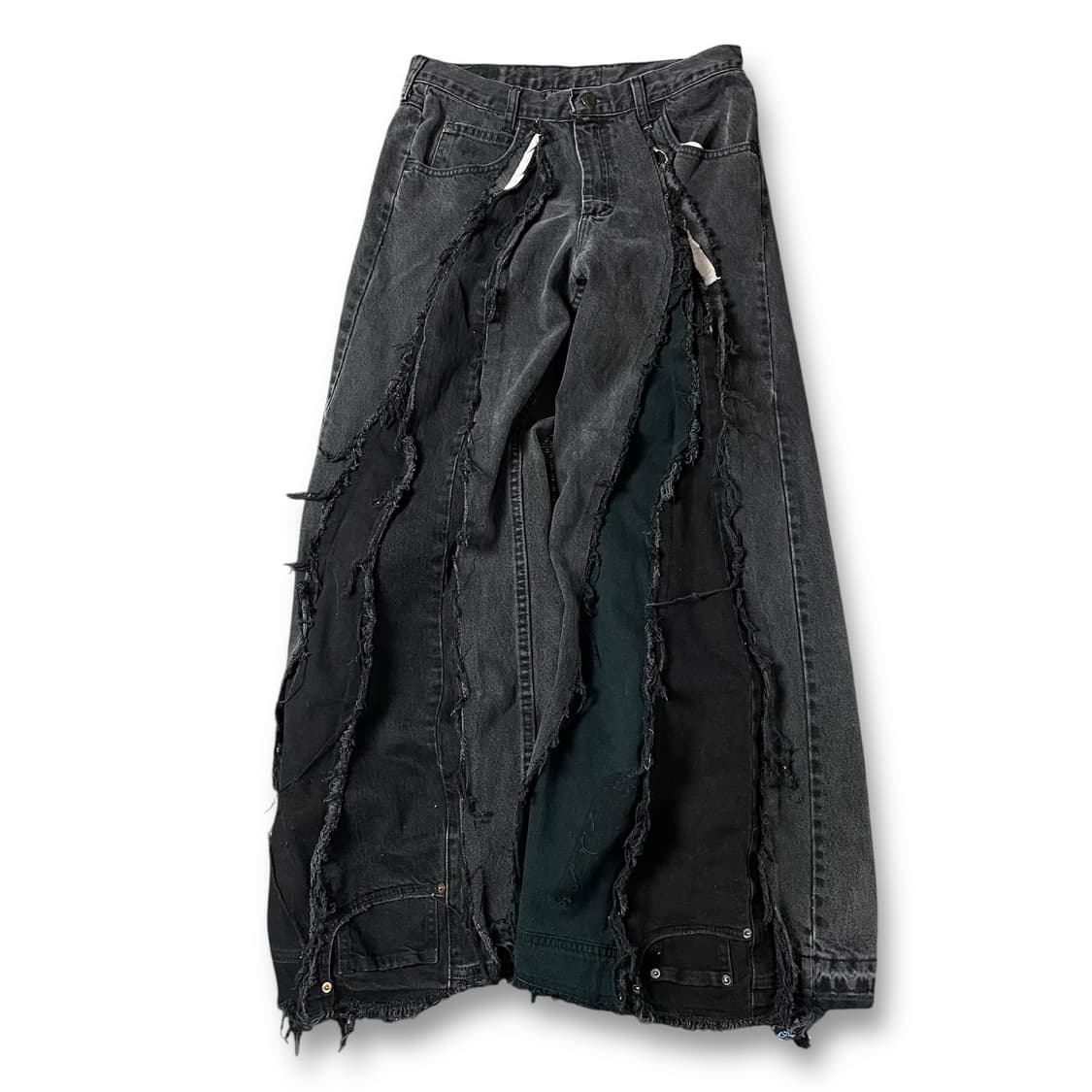 (31) 랭글러 흑청 빈티지 핀턱 데미지 커스텀 데님 팬츠 상품이미지1