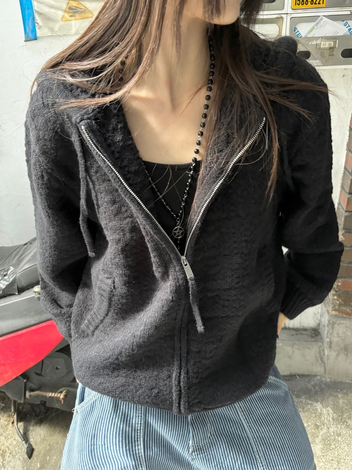 *Pre order [unisex] 플로우 투웨이 니트 후드집업(2co) 상품이미지3