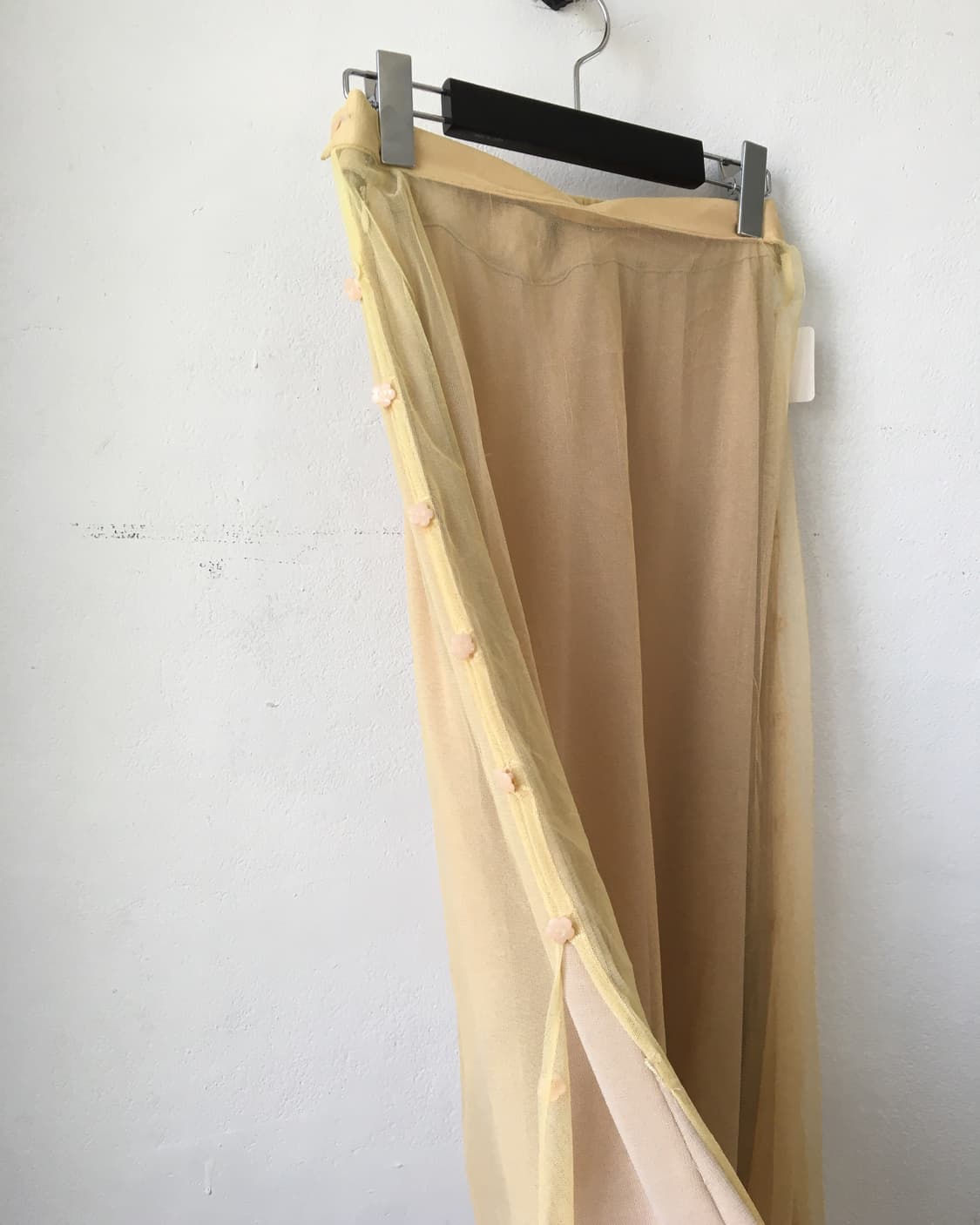 Side button point lace layered long skir 상품이미지4