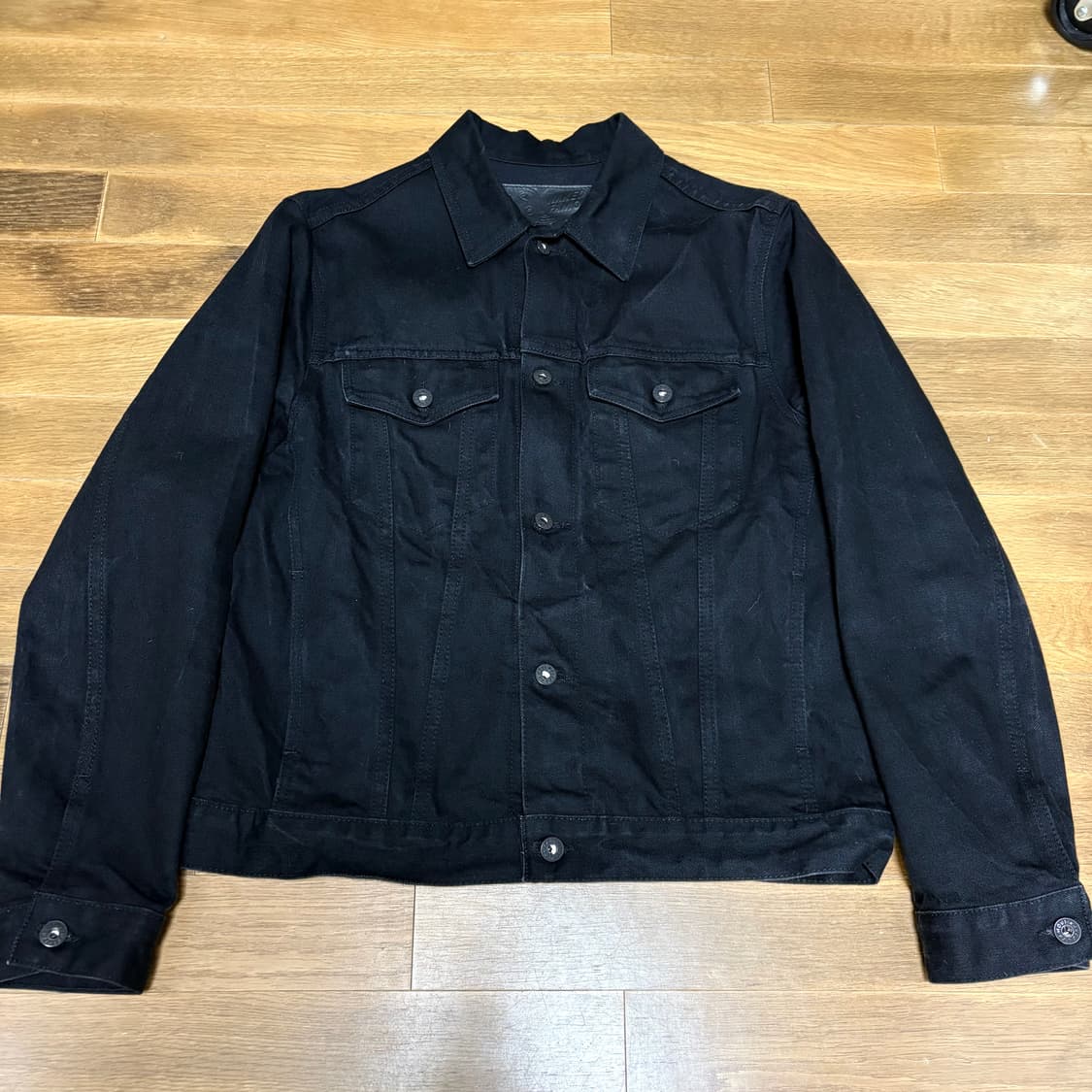 네이키드앤페이머스 블랙 셀비지 데님 트러커 자켓 m 상품이미지2
