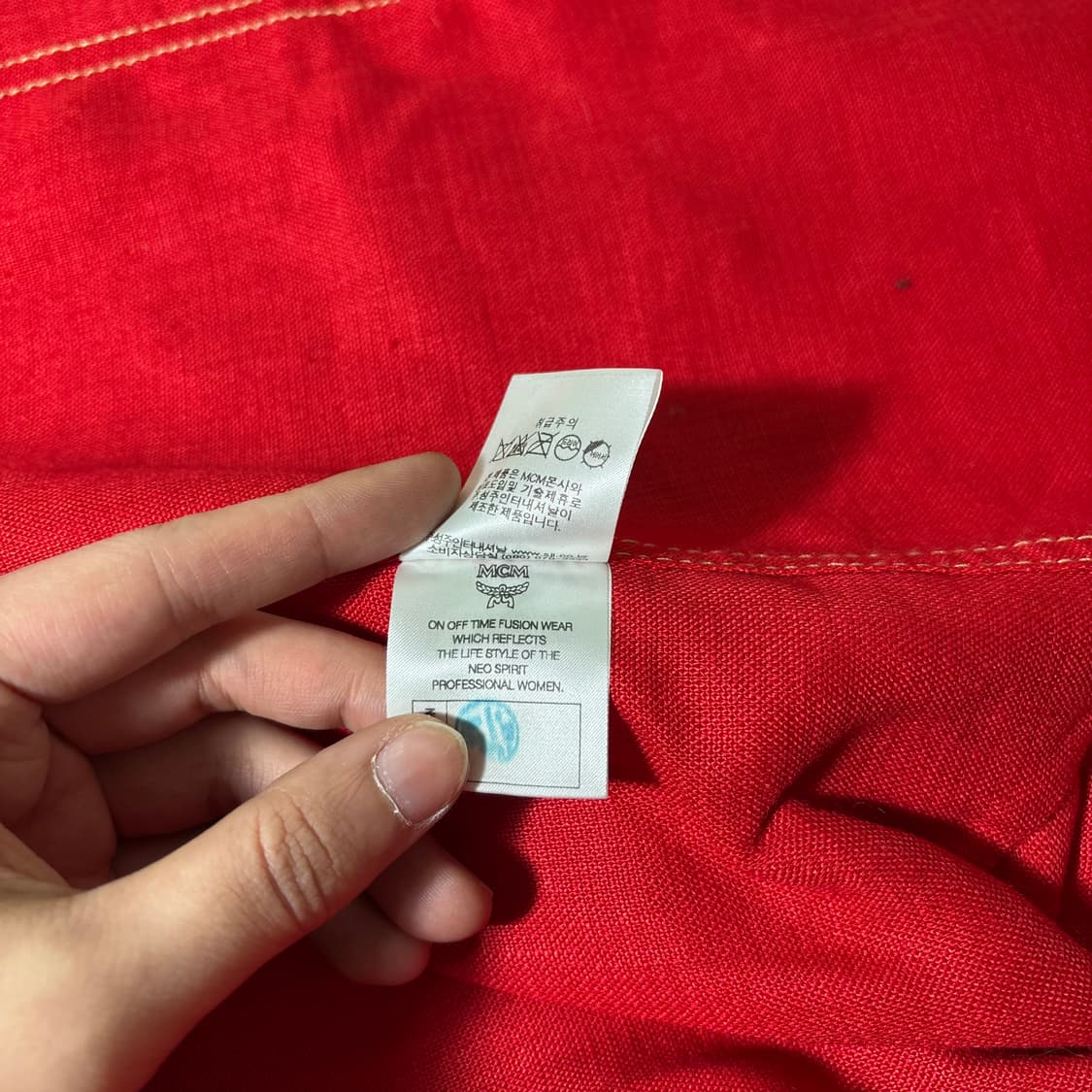 우먼M MCM 엠시엠 레드 린넨100% 카라넥 린넨자켓 상품이미지6