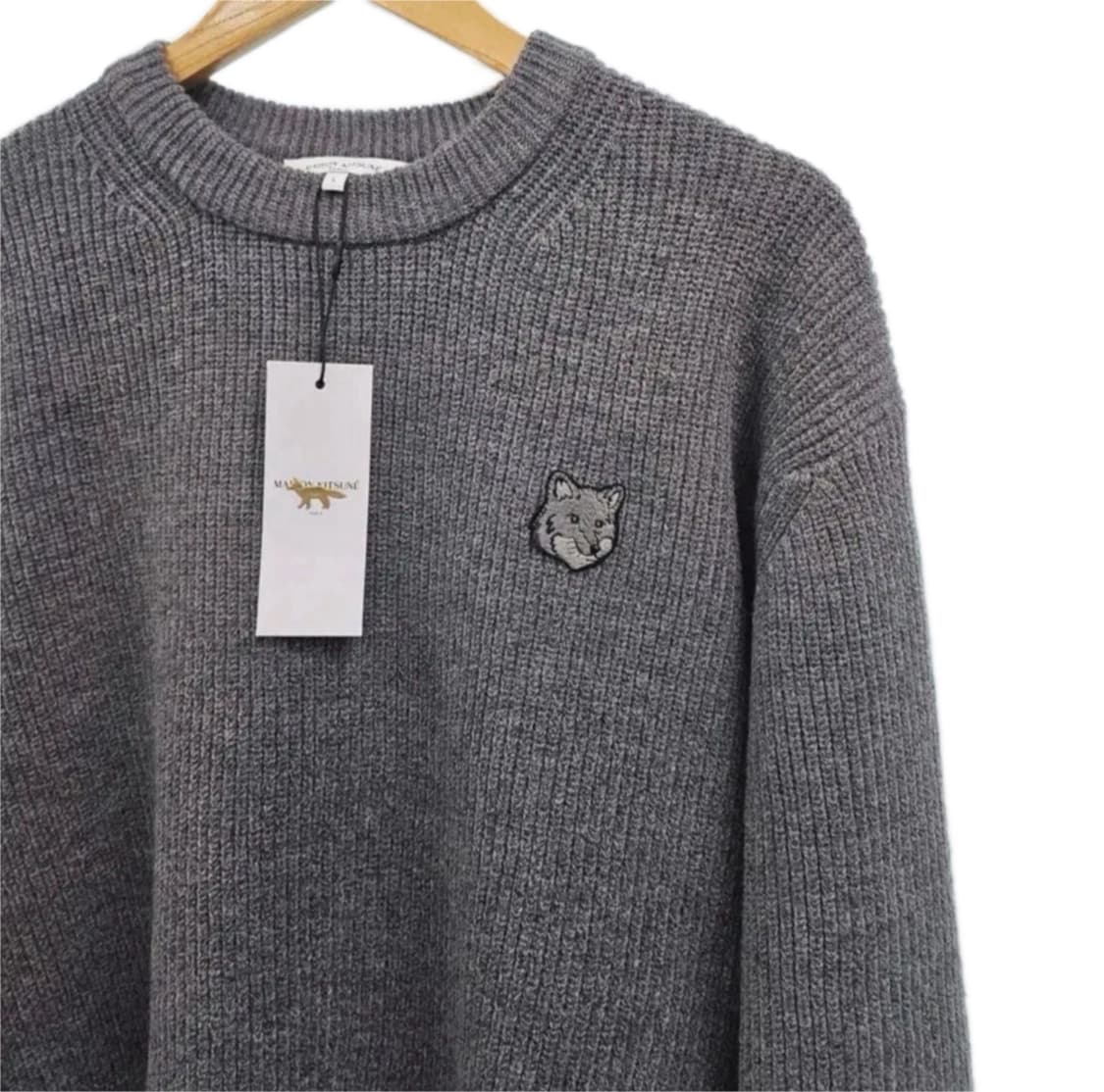 🩶[정품/새상품]메종키츠네 폭스 패치 그레이 와플 니트🩶 상품이미지1