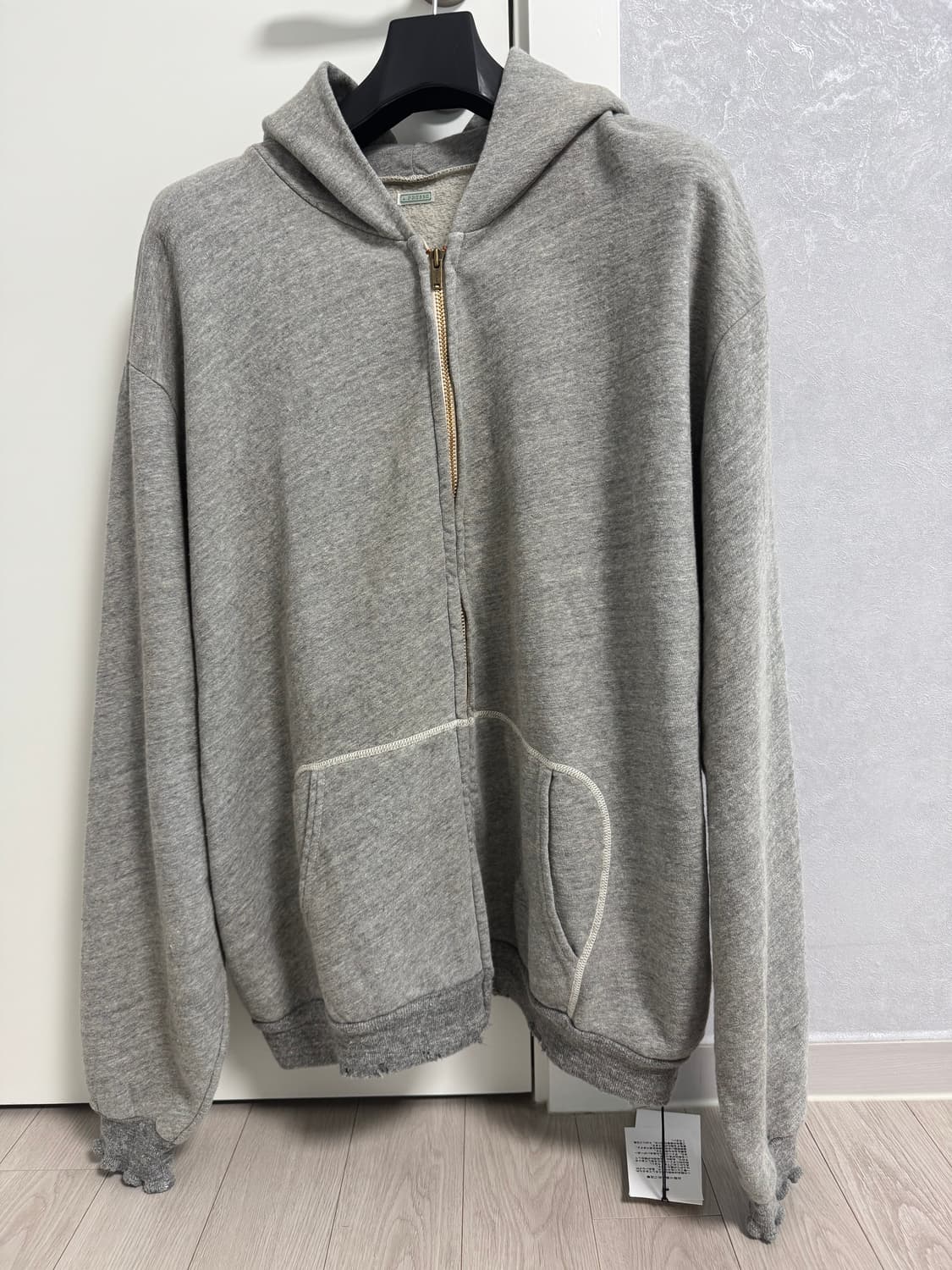 [4] 아프레쎄 26ss 빈티지 라이트 후드집업 그레이 상품이미지1