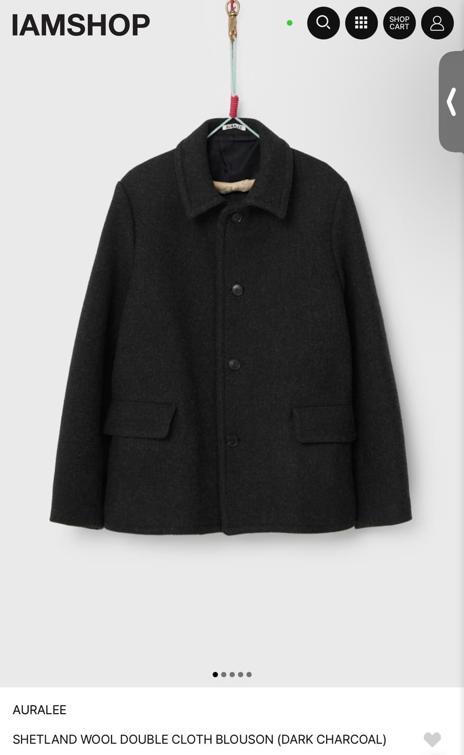 오라리 셔틀랜드 울 블루종 다크 차콜 상품이미지1