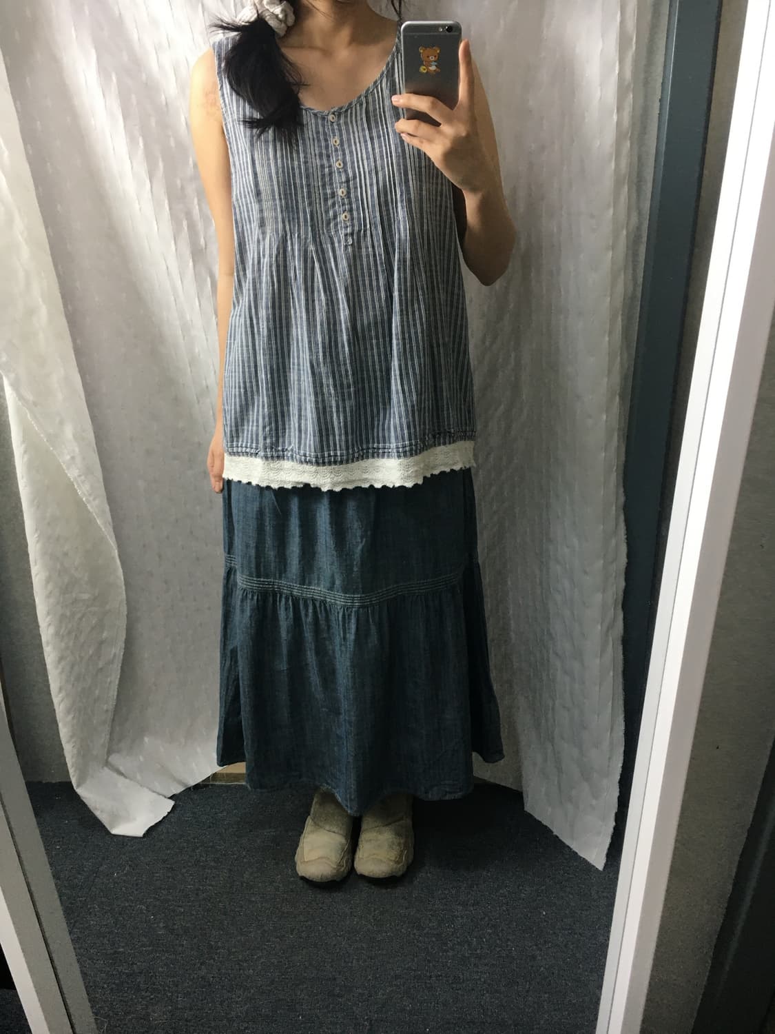 스트라이프 크로쉐 슬리브리스 상품이미지3