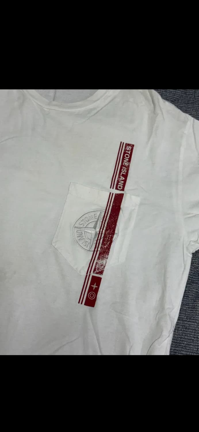 스톤아일랜드 화이트 포켓 반팔 티셔츠(XL) 상품이미지3