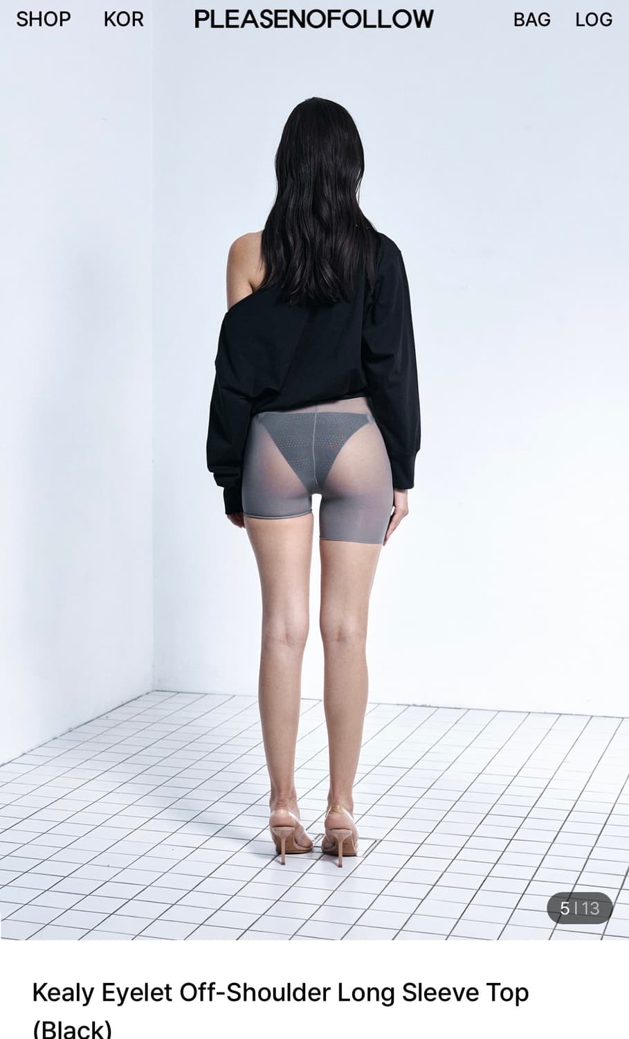 플리즈노팔로우) Kealy Eyelet Off-Shoulder BK F 상품이미지4