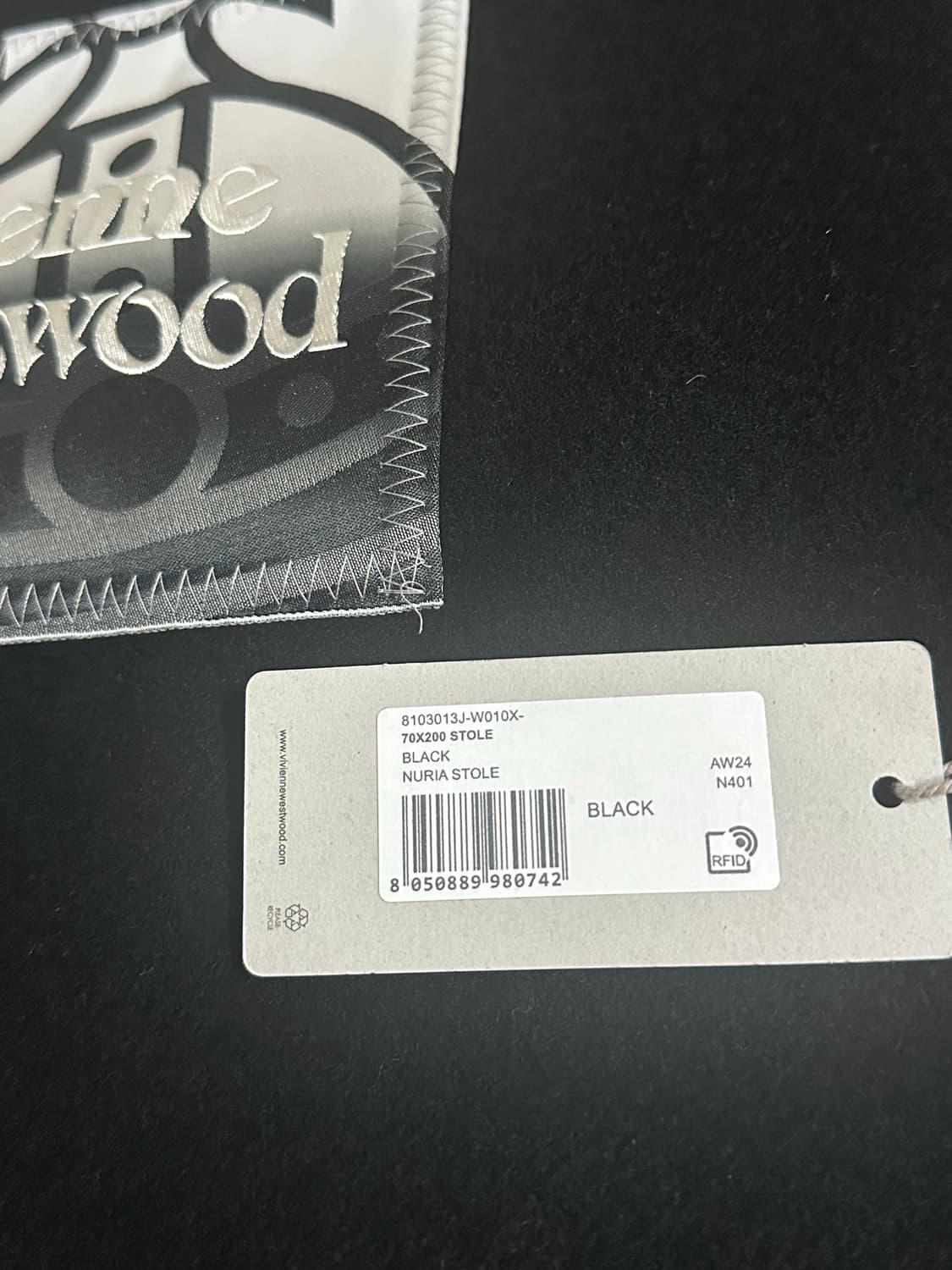 비비안 웨스트우드 로고 패치 프린지 울 머플러 (새상품) 상품이미지2