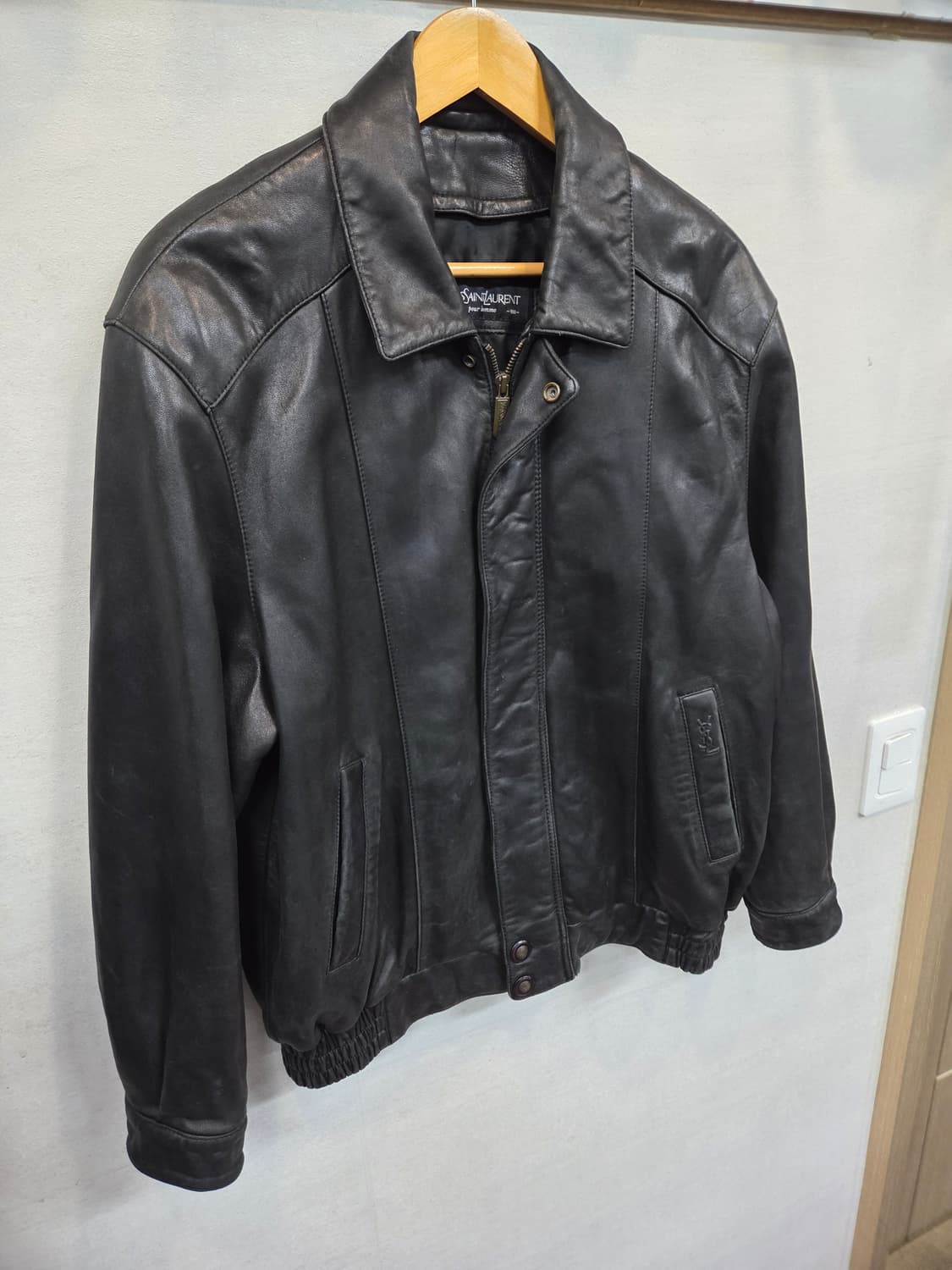 입생로랑 빈티지 올드스쿨 양가죽 봄버자켓 L 상품이미지7