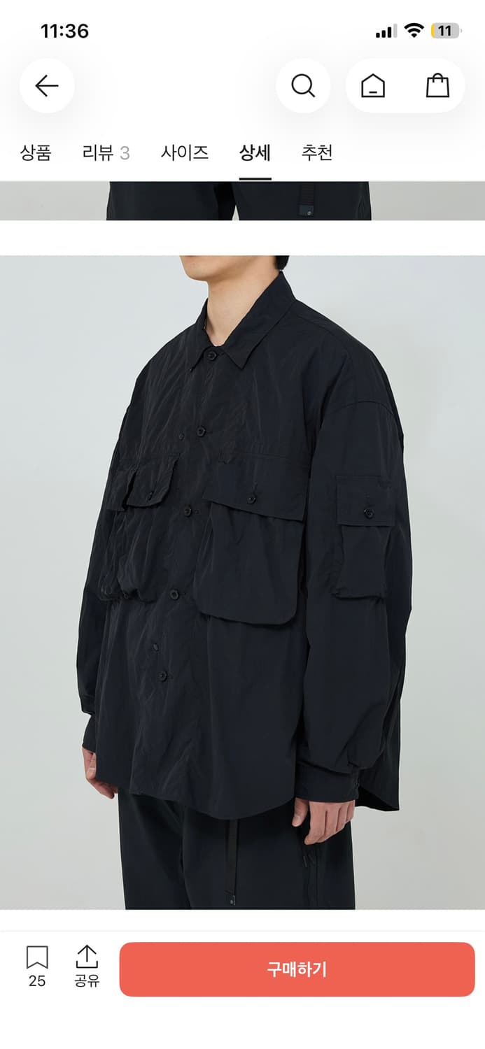 모이프 M43 SHIRT JACKET / BLACK 상품이미지8