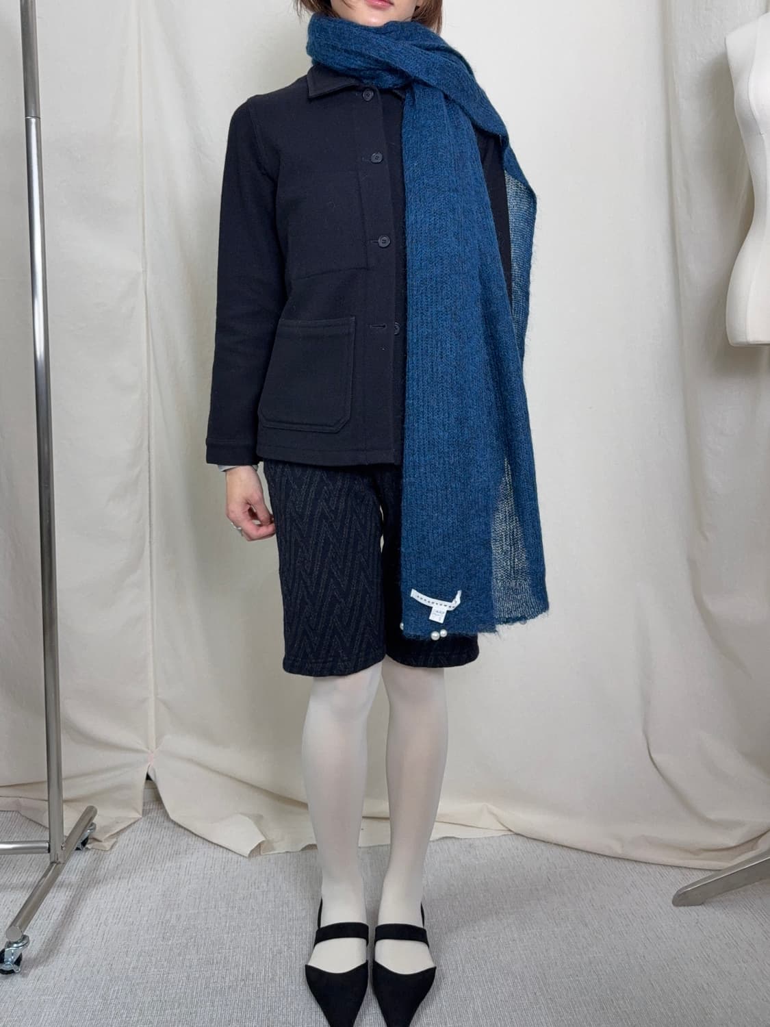 Sunao Kuwahara 모헤어 진주 스카프 상품이미지2