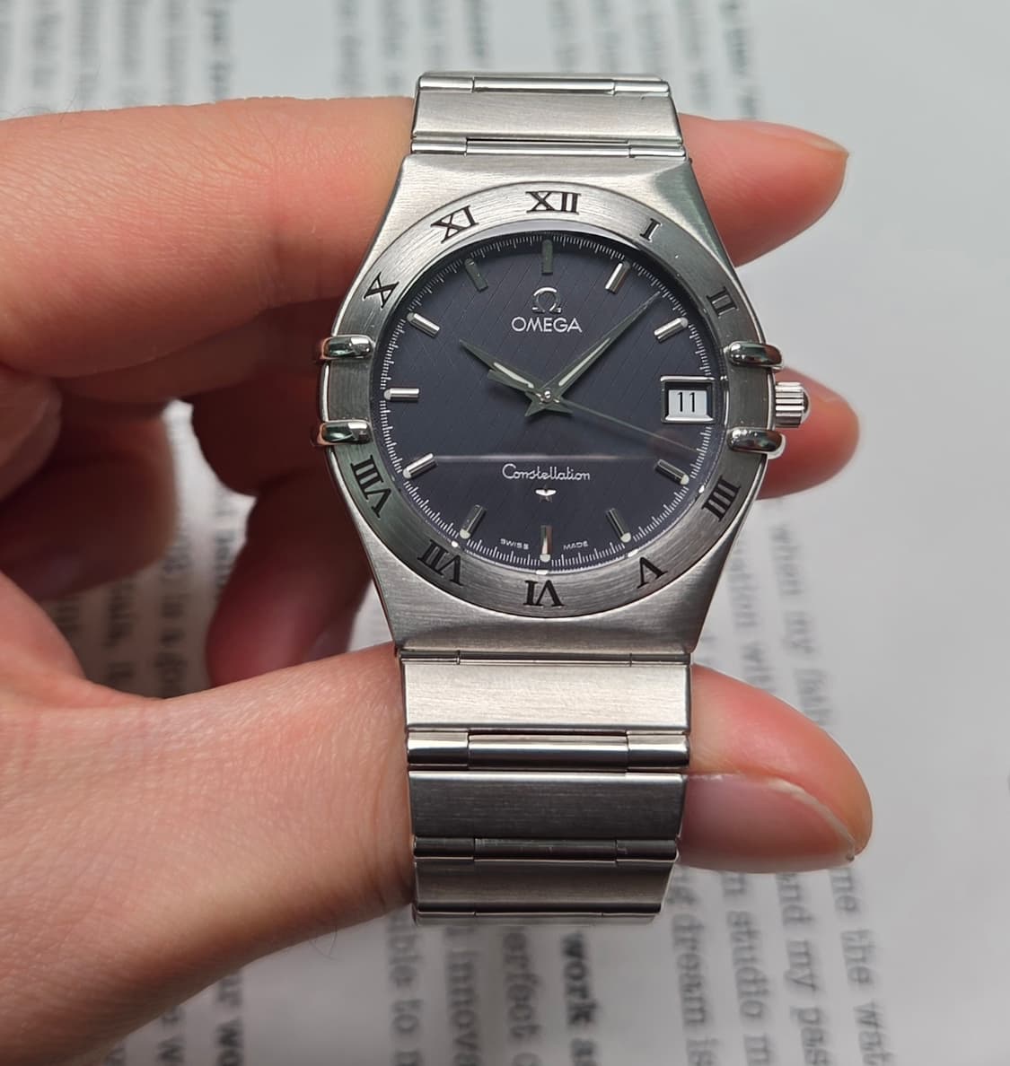 오메가 컨스틸레이션 별로고 격자 블랙판 쿼츠 브레이슬릿 ver. 상품이미지3