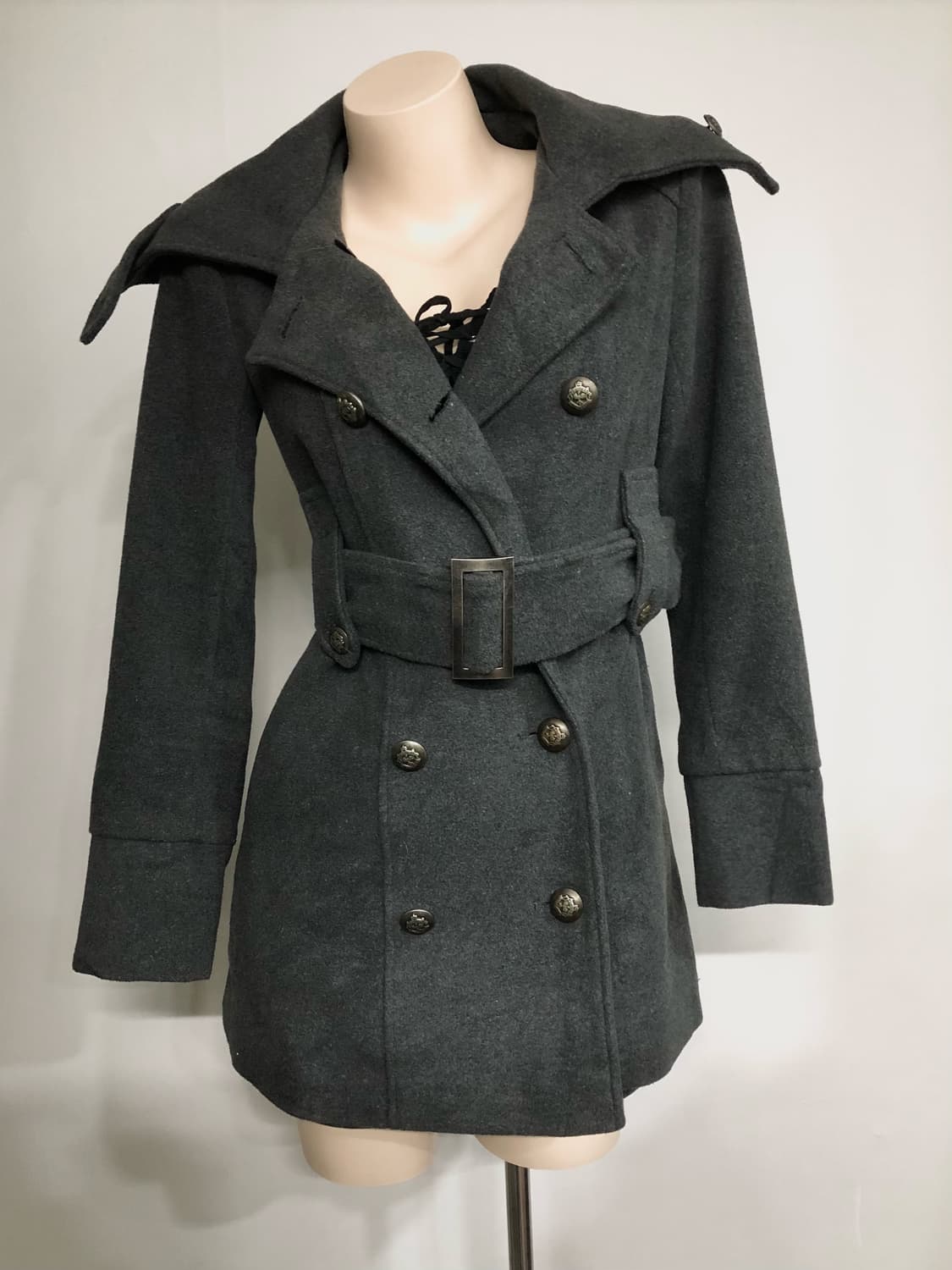 EGOIST charcoal belted coat 상품이미지3