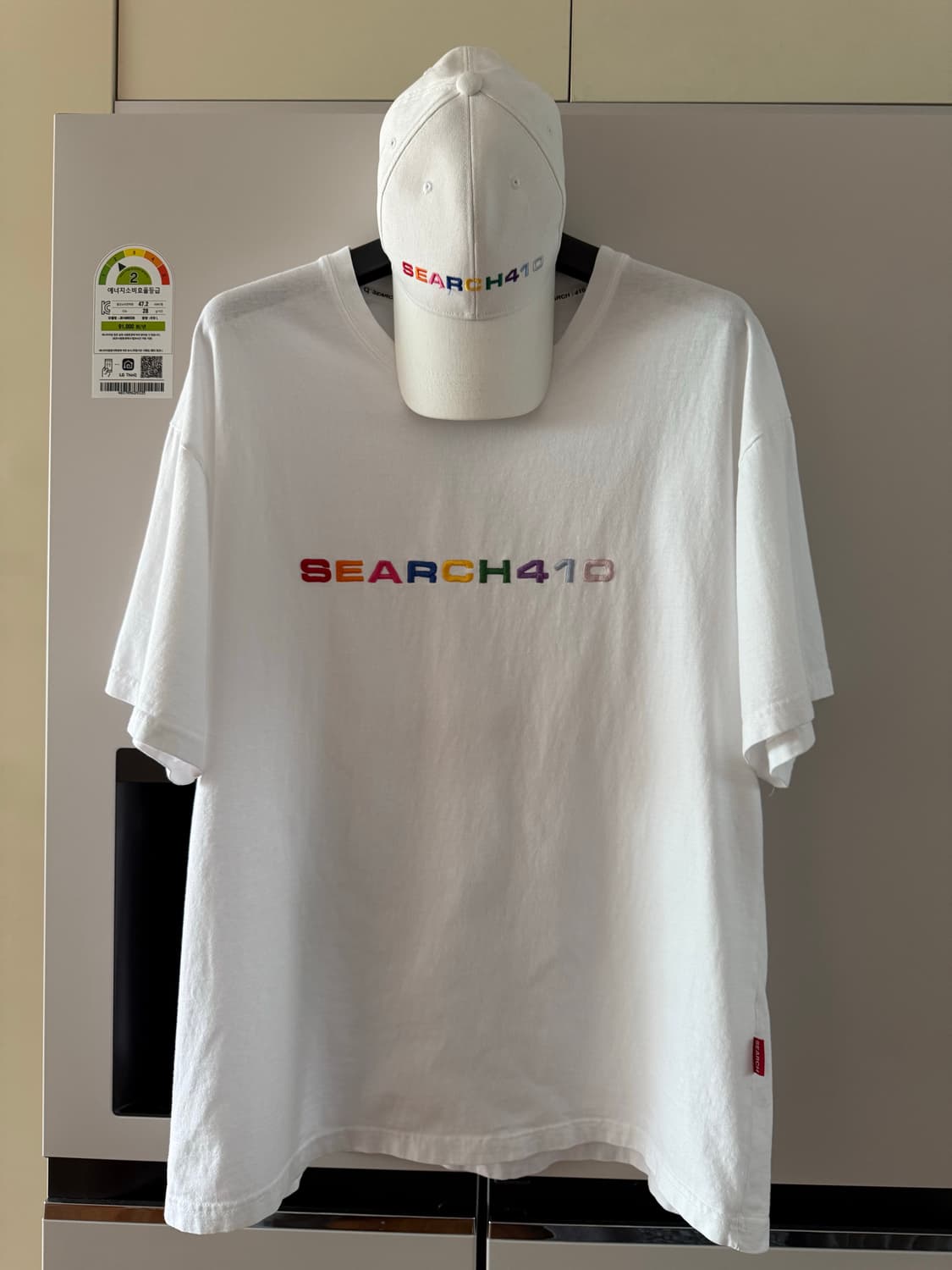 서치410 화이트 반팔 티셔츠 + 볼캡 세트 105-110사이즈 상품이미지1
