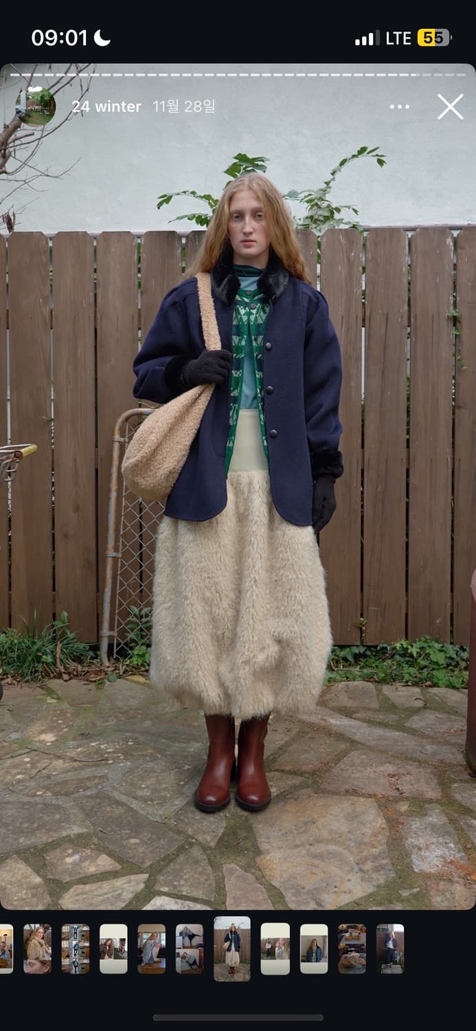 노컨텐츠 퍼 스커트 새제품 (택o) M사이즈 상품이미지1