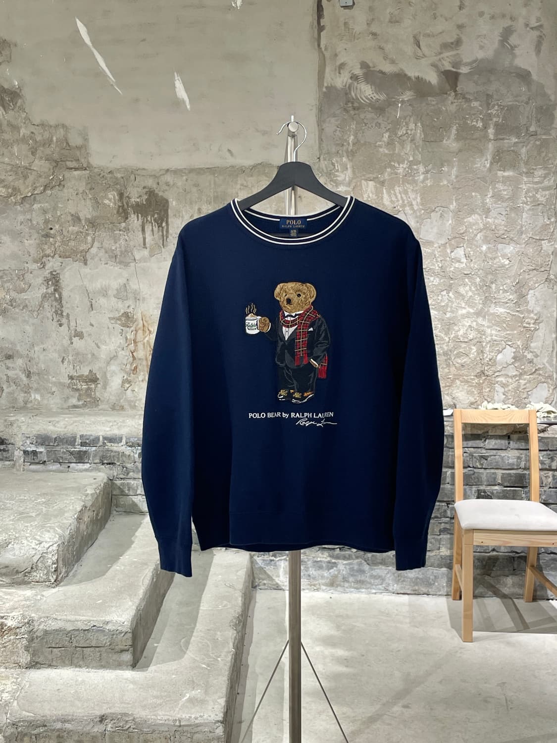폴로 랄프로렌 네이비 커피 테디 베어 크루넥 스웻 셔츠 상품이미지1