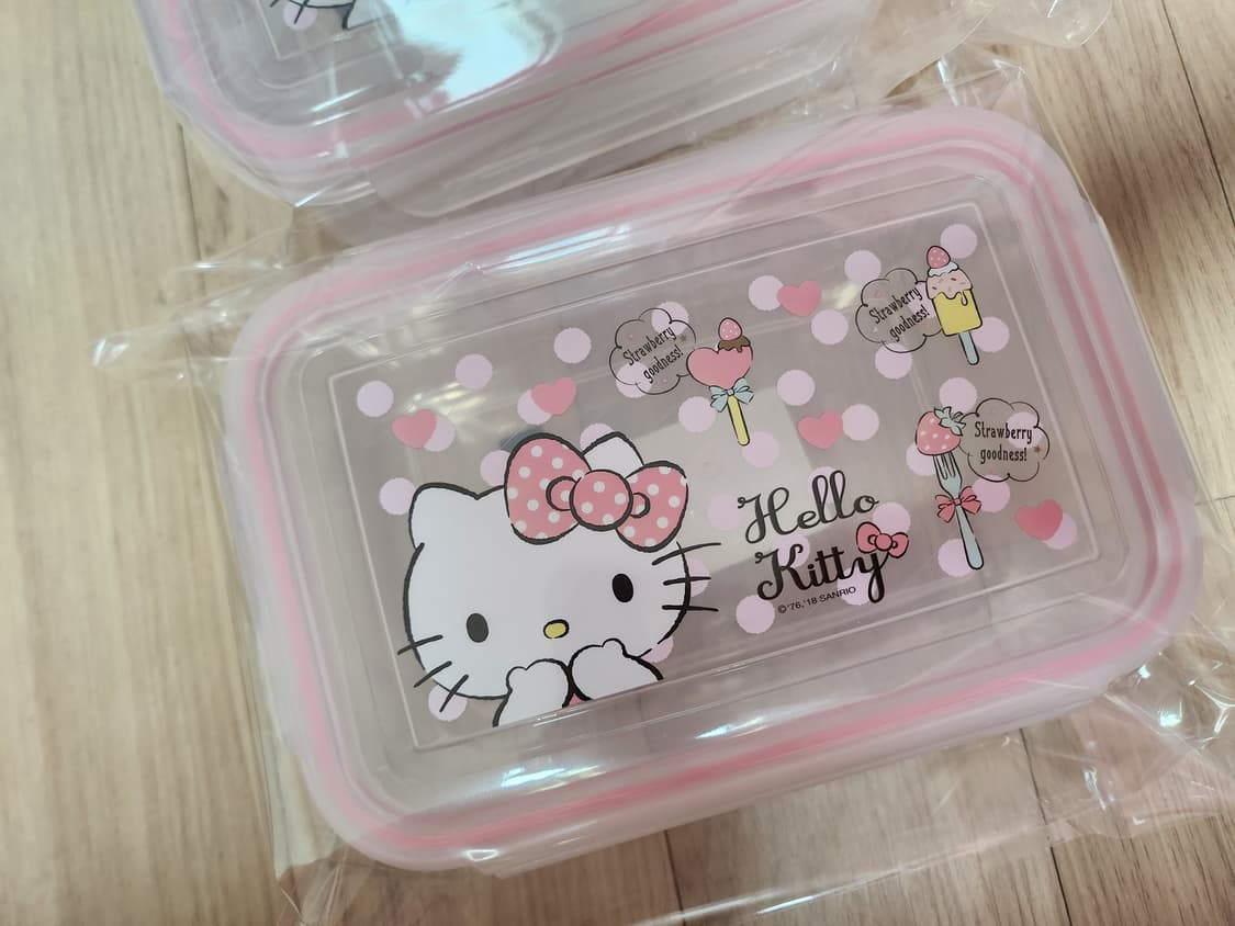 미사용) 헬로키티 사각 밀폐용기 보관함 키티 상품이미지5