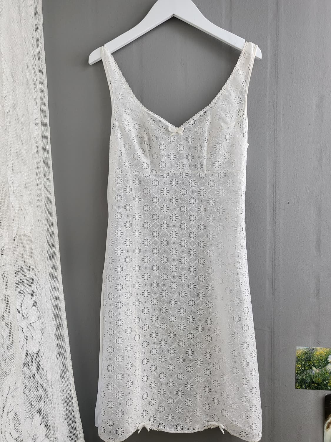 빈티지 퓨어 화이트 레이스 슬립 원피스 상품이미지1