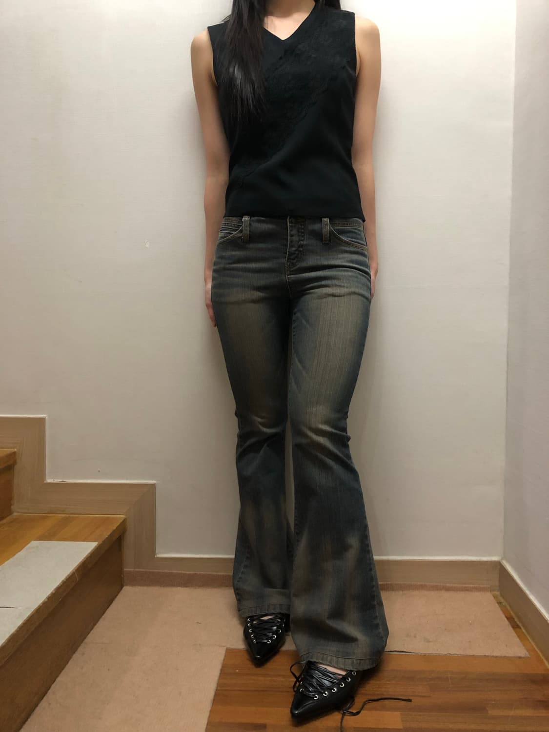 빈티지 블랙 레이스 슬리브리스 상품이미지4