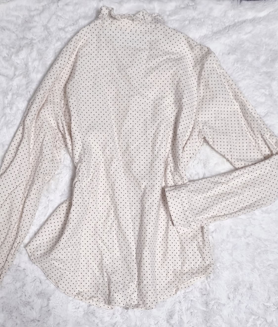 여성 도트 빈티지 블라우스 셔츠 아이보리 상품이미지2