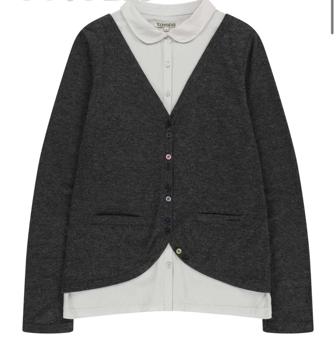 코이세이오 레이어드 셔츠가디건 다크그레이 2사이즈 상품이미지1