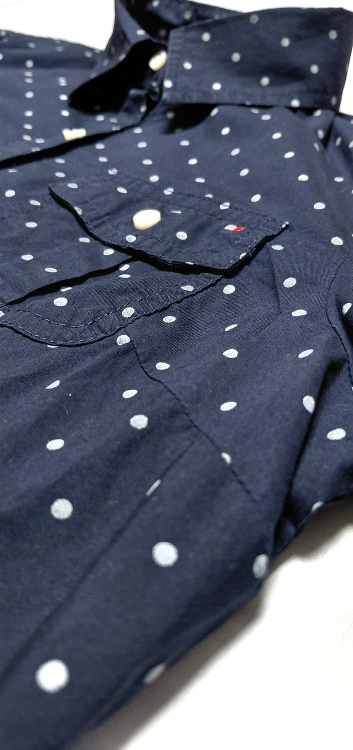 [S] 타미 힐피거 여성 도트 롤업 코튼 셔츠 (네이비) 상품이미지4