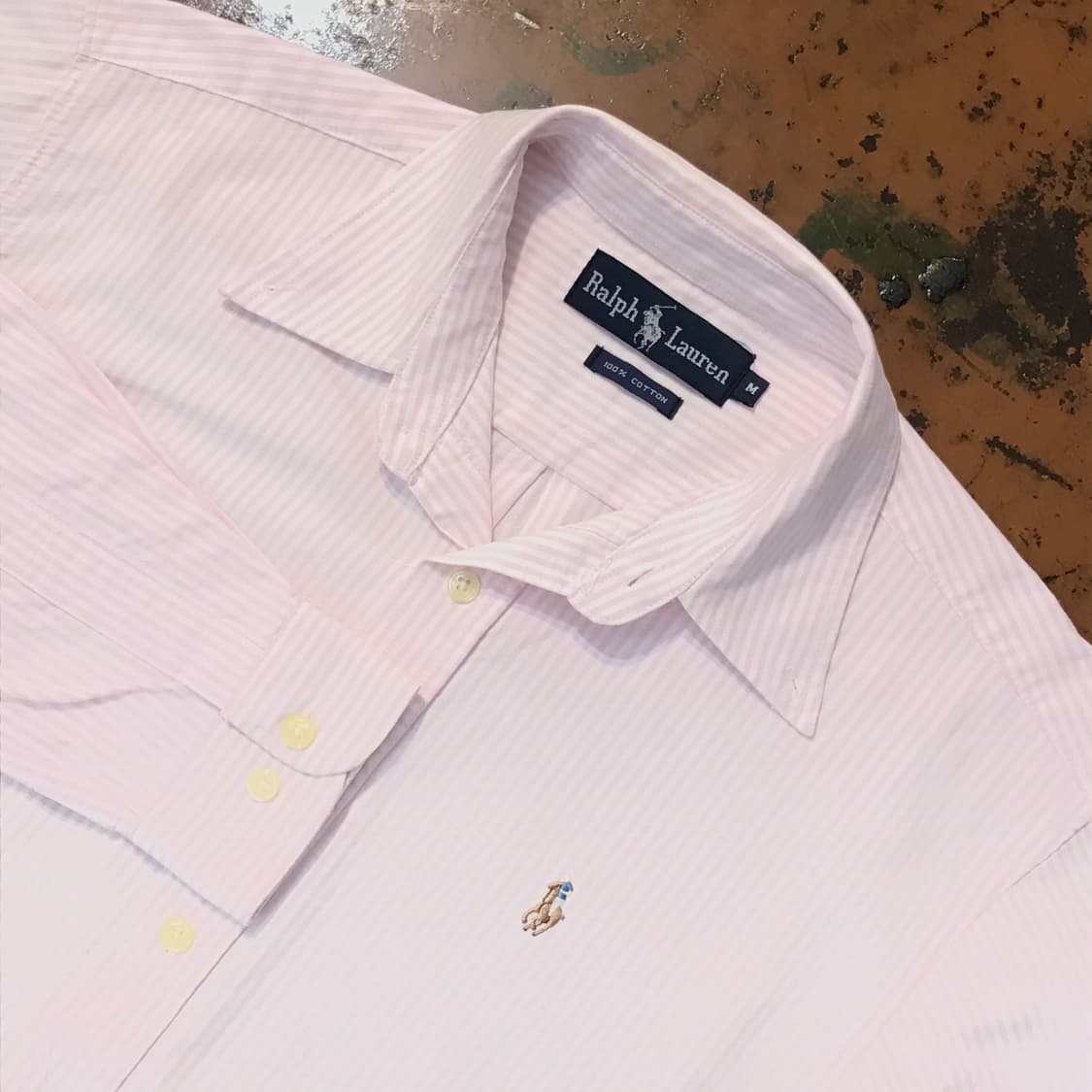 폴로랄프로렌 라이트 핑크 스트라이프 옥스포드 셔츠 여성 66 사이즈 상품이미지3