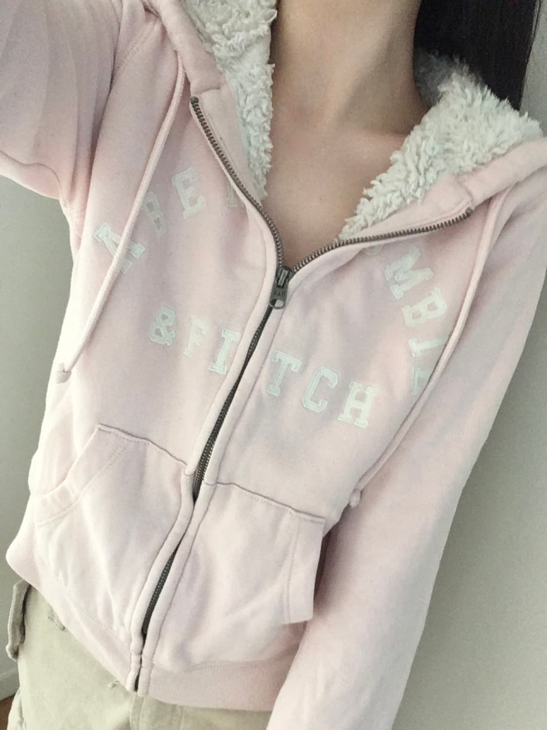 아베크롬비 연핑크 퍼 후드집업 기모 핀터레스트 히메갸루 러힙 상품이미지2