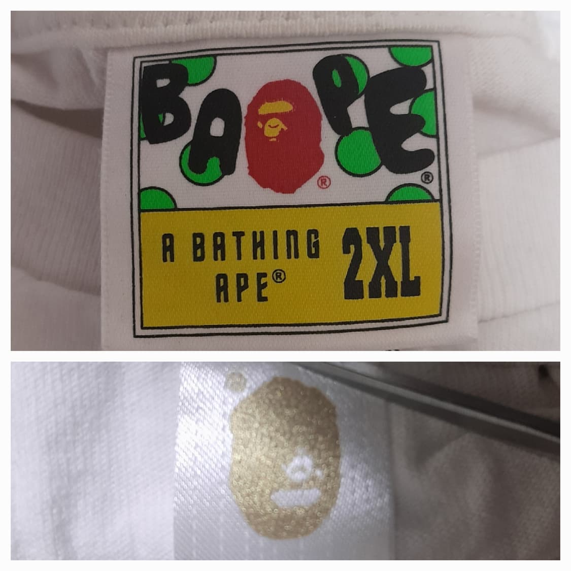 BAPE 컬러 카모 빅에이프 헤드 화이트퍼플 반팔티 2XL/105~110 상품이미지8