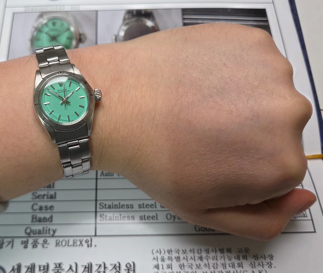 레어] 롤렉스 오이스터 퍼페츄얼 6623 민트 논데이트 여성용 (감정서포 상품이미지9