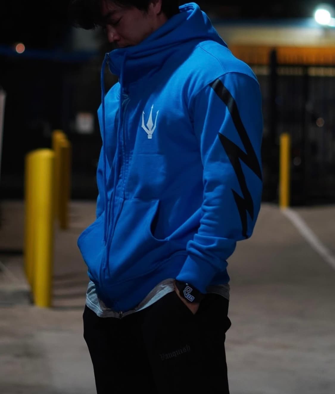 (XL) FIED 백로고 썬더 후드집업 블루 상품이미지1