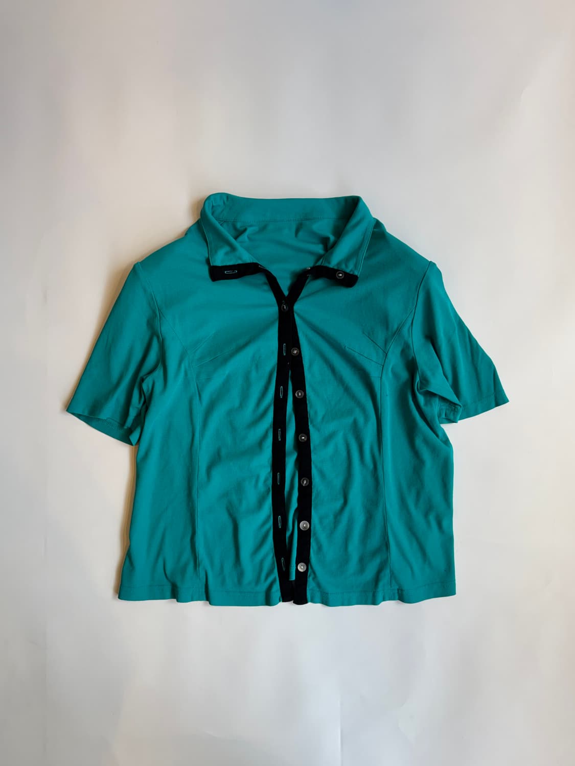 Teal Contrast Knit Shirt 상품이미지1
