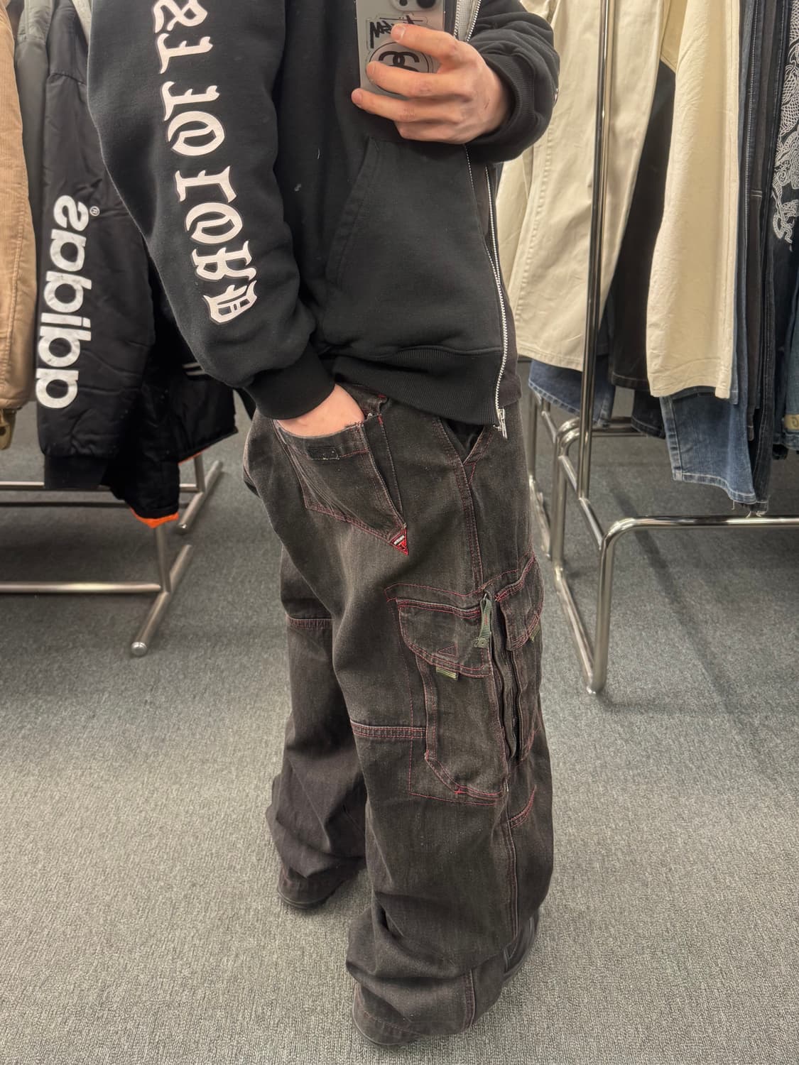 1)HOBO 빈티지 흑청 카고 데님팬츠 상품이미지1