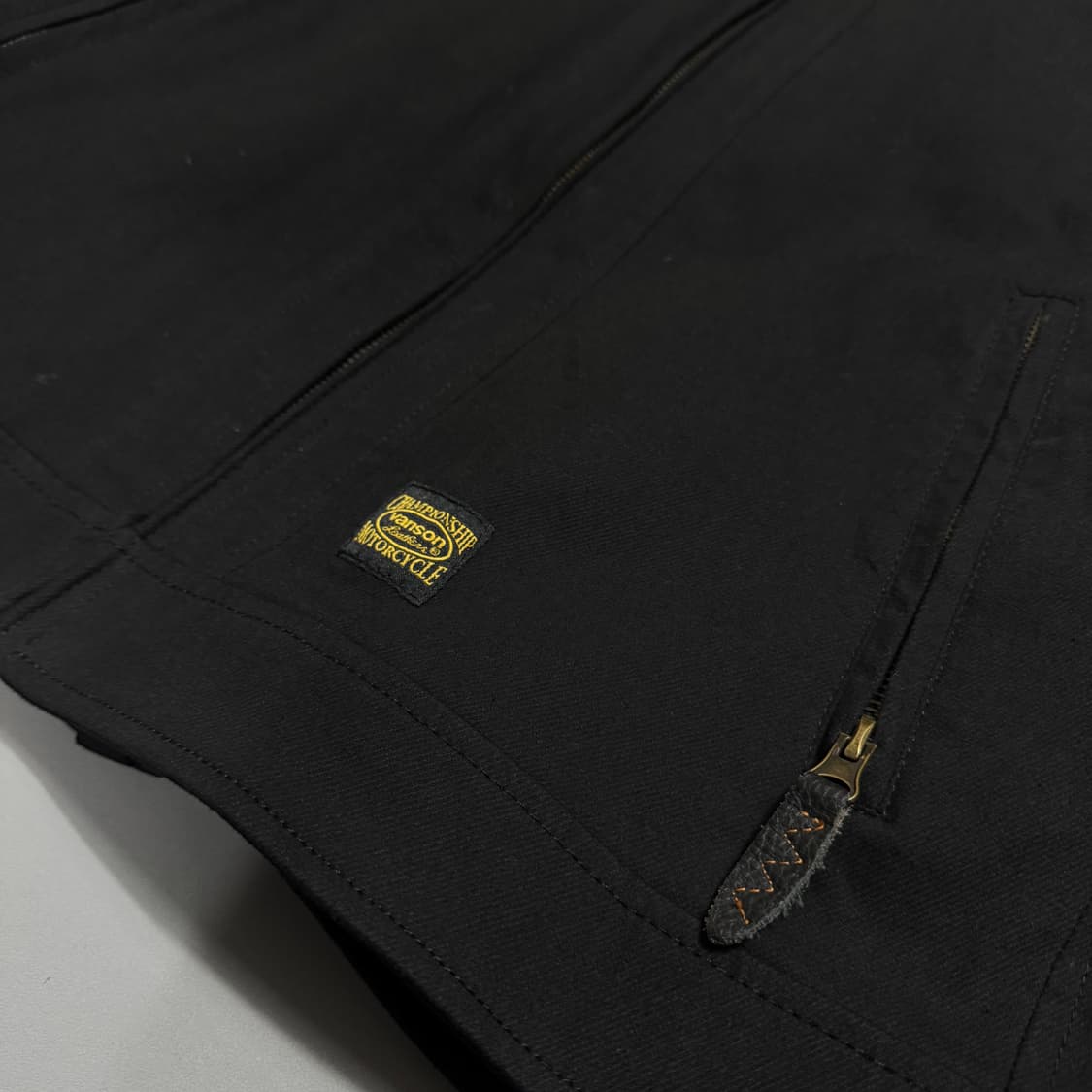 VANSON 블랙컬러 양면 자수로고 와펜패치 코튼 폴리에스터 바이커 자켓 상품이미지6