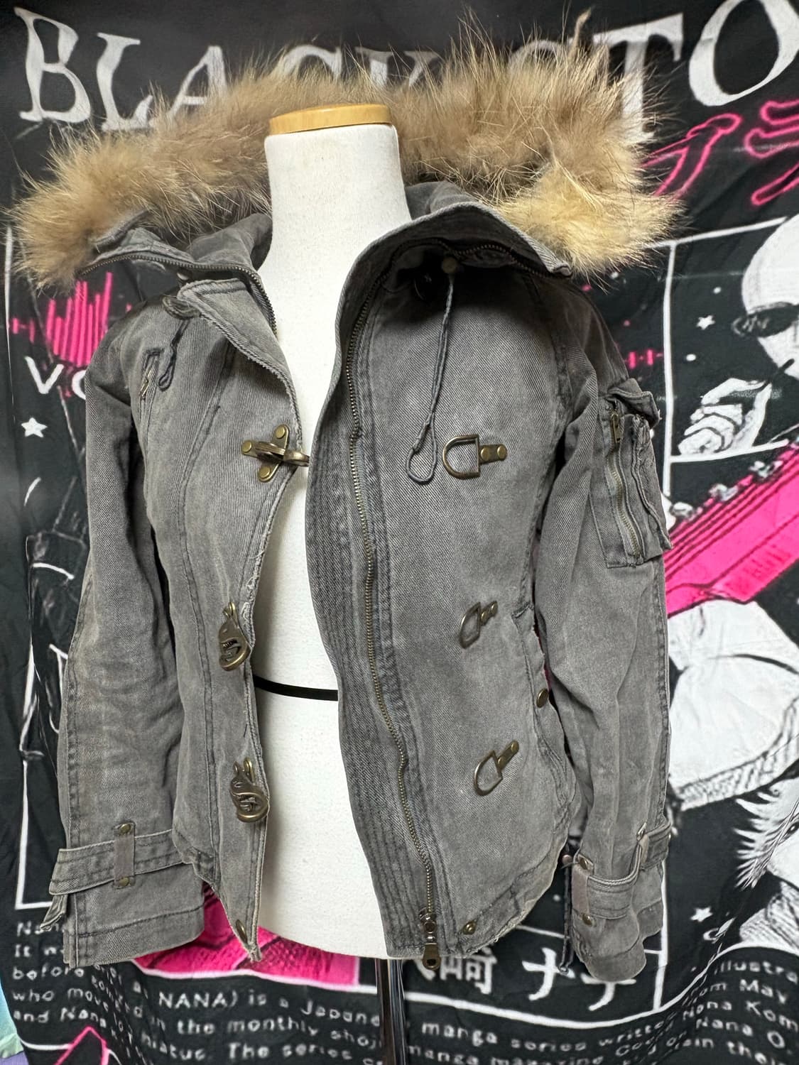 Y2k 갸루 퍼 데님 털자켓 빈티지 상품이미지2