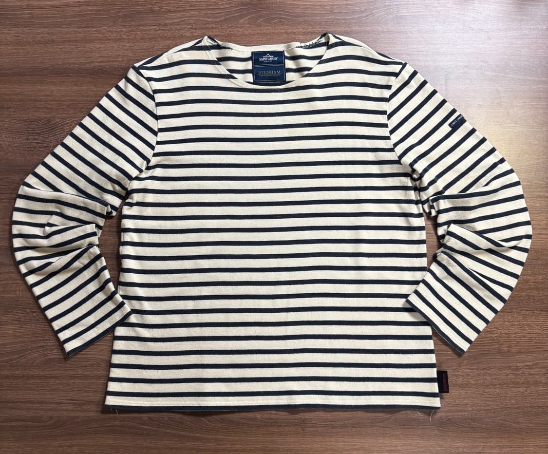 세인트제임스 X 라벤헴 엘보우 패치 스트라이프 티셔츠 상품이미지1