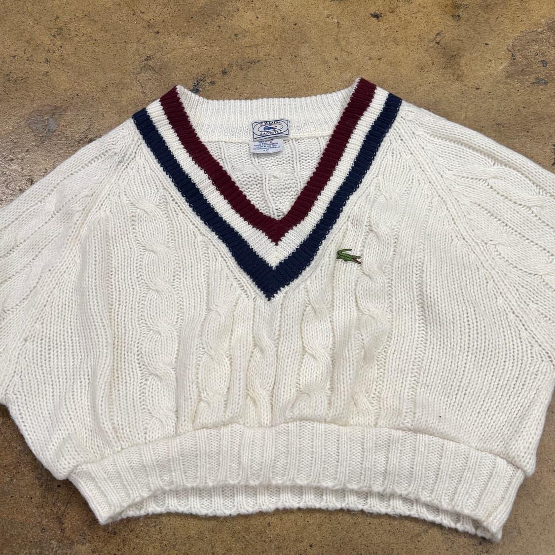 [정품/XL] 라코스테 V넥 케이블 크롭 니트 화이트 b14 상품이미지3