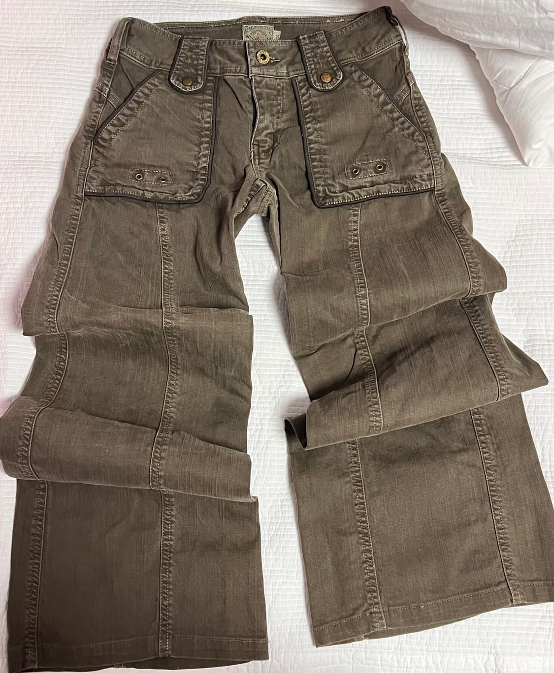 카키 브라운 로우라이즈  빈티지 부츠컷 상품이미지1